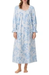 Eileen West Long Sleeve Cotton Flannel Ballet Nightgown In Blue