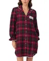 Eileen West Long Sleeve Cotton Flannel Notch Collar Nightshirt In Multi