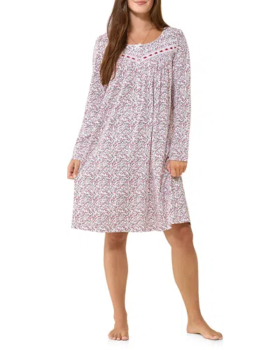 Eileen West Long Sleeve Cotton Jersey Knit Short Nightgown In Multi