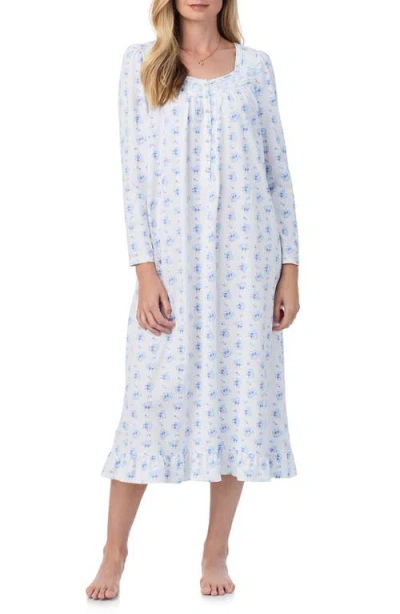Eileen West Long Sleeve Cotton Jersey Short Nightgown In Dot Bqt