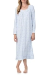 Eileen West Long Sleeve Cotton Jersey Short Nightgown In Whte Ditsy