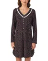 Eileen West Long Sleeve Cotton Jersey Nightshirt In Black