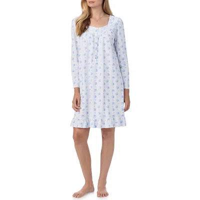 Eileen West Long Sleeve Cotton Jersey Short Nightgown In Dot Bqt