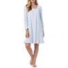 Eileen West Long Sleeve Cotton Jersey Short Nightgown In White Ditsy
