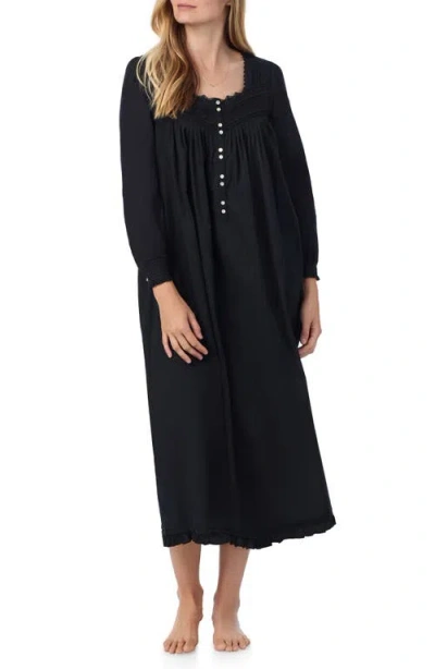 Eileen West Long Sleeve Cotton Lawn Ballet Nightgown In Black