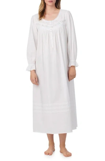 Eileen West Long Sleeve Cotton Lawn Ballet Nightgown In White