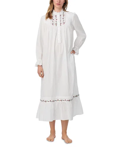 Eileen West Long Sleeve Cotton Lawn High Neck Nightgown In White