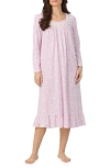 Eileen West Long Sleeve Cotton Nightgown In Pink