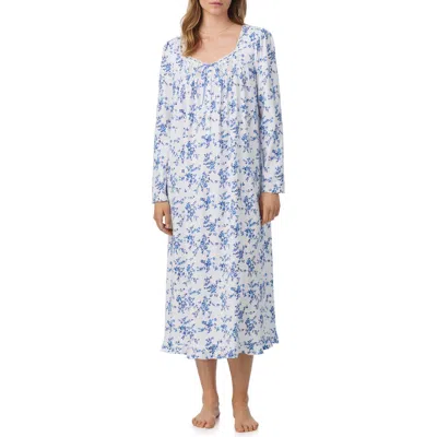 Eileen West Long Sleeve Cotton Nightgown In Blue