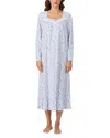 Eileen West Long Sleeve Floral Nightgown In Blue
