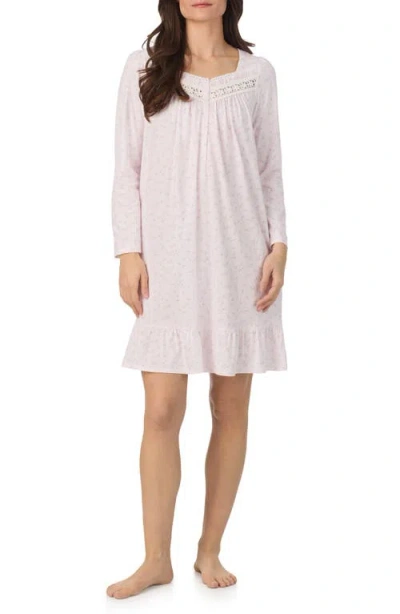 Eileen West Long Sleeve Short Cotton Nightgown In Pink