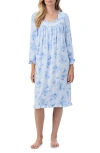 Eileen West Long Sleeve Stretch Modal Waltz Nightgown In Blue Flora