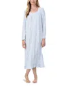 Eileen West Long Sleeve Cotton Jersey Short Nightgown In White Ditsy