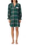 Eileen West Plaid Flannel Nightshirt In Green