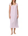 Eileen West Cap Sleeve Long Cotton Jersey Nightgown In Pink Print