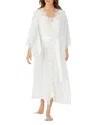 Eileen West Lace-trim Satin Ballet Wrap Robe In Winter White