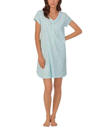Eileen West Short Sleep Shirt In Aqua Print