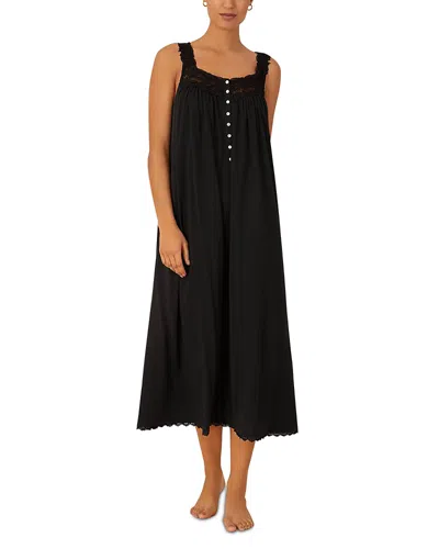 Eileen West Cotton Lace Trim Waltz Nightgown In Black