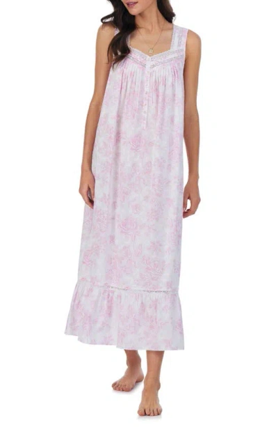 Eileen West Sleeveless Cotton Ballet Nightgown In Pink Floral