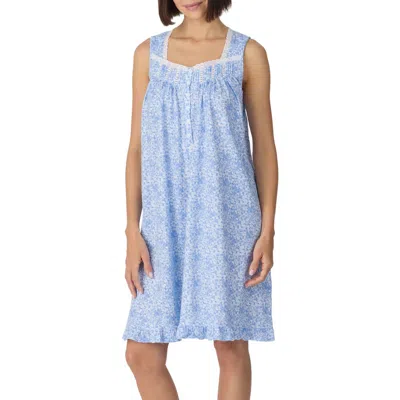 Eileen West Sleeveless Cotton Jersey Nightgown In Blue