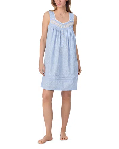 Eileen West Sleeveless Floral Short Chemise In Blue/white