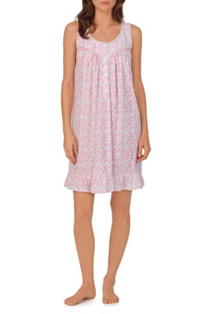 Eileen West Sleeveless Jersey Short Chemise In Aqua Pink