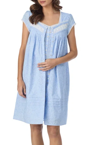 Eileen West Sleeveless Short Cotton Lawn Nightgown In Blue