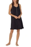 Eileen West Sleeveless Short Jersey Chemise In Black