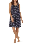 Eileen West Sleeveless Short Jersey Chemise In Black Print
