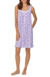 Eileen West Sleeveless Short Jersey Chemise In Lilac Floral