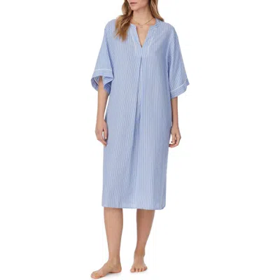 Eileen West Stripe Cotton Caftan In Blue Stripe