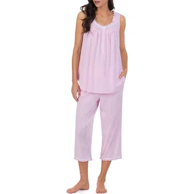 Eileen West Stripe Sleeveless Capri Jersey Pajamas In Blue