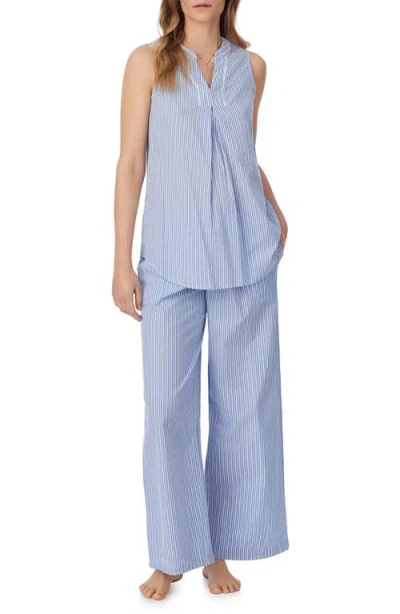 Eileen West Stripe Sleeveless Tunic Wide Leg Pajamas In Blue Stripe