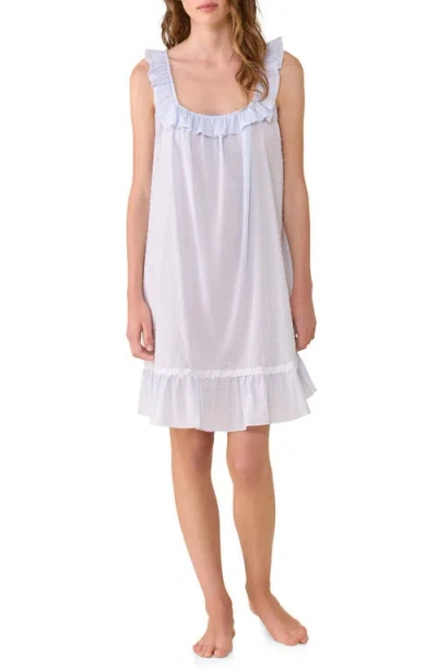 Eileen West Swiss Dot Sleeveless Cotton Chemise Nightgown In White