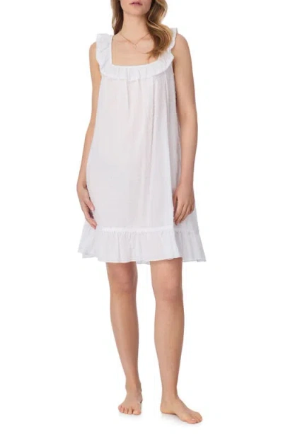 Eileen West Swiss Dot Sleeveless Cotton Chemise Nightgown In White