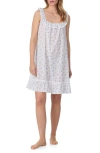 Eileen West Swiss Dot Sleeveless Cotton Chemise Nightgown In White Floral