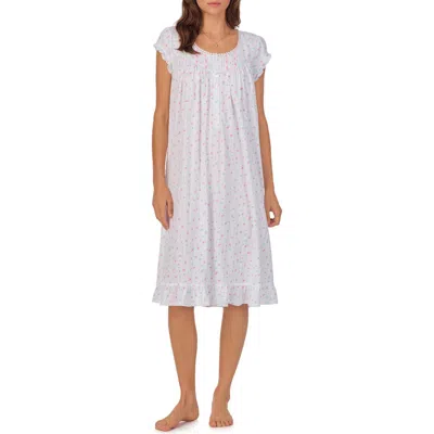 Eileen West Waltz Floral Cap Sleeve Cotton Nightgown In Rose Bud Print