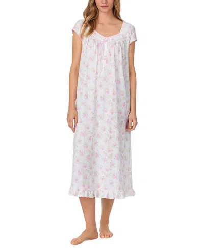 EILEEN WEST WOMEN'S COTTON CAP-SLEEVE LONG NIGHTGOWN