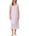 Eileen West Cap Sleeve Long Cotton Jersey Nightgown In Pink