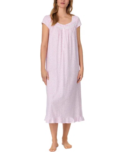 EILEEN WEST WOMEN'S COTTON CAP-SLEEVE LONG NIGHTGOWN