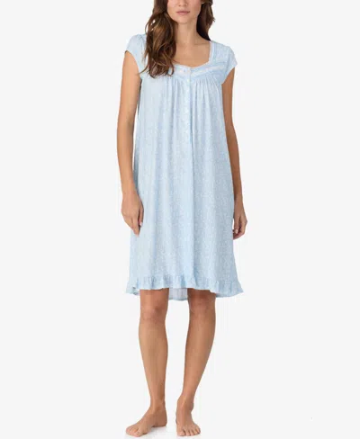 Eileen West Women's Cotton Cap Sleeve Short Nightgown In Blue
