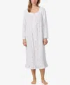 Eileen West Women's Cotton Jersey Long Sleeve Long Nightgown In White