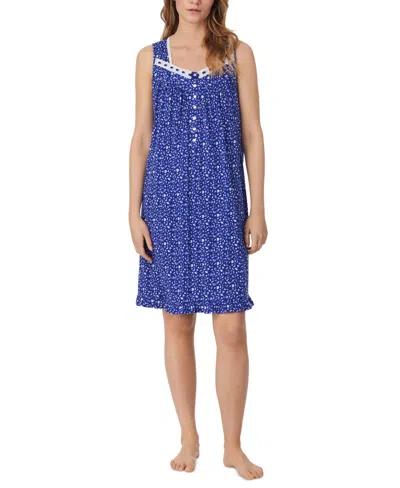 EILEEN WEST WOMEN'S COTTON PRINTED EMBELLISHED CHEMISE