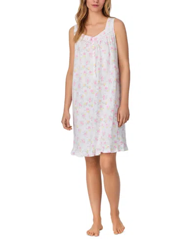 Eileen West Women's Cotton Sleeveless Floral Nightgown In Pink