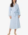 Eileen West Women's Long Sleeve Diamond Quilt Ballet Wrap Robe In Blue