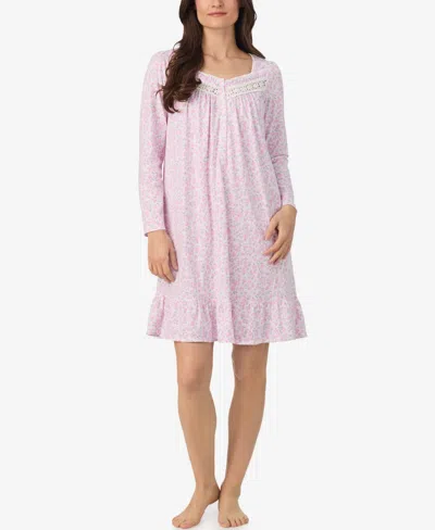 Eileen West Women's Long Sleeve Short Nightgown In Pink
