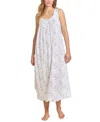 Eileen West Women's Printed Sleeveless Pointelle Ballet Nightgown In White