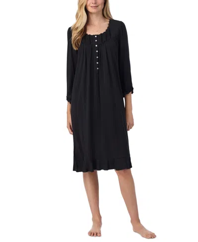 Eileen West Women's Ruffled Lace-trim Waltz Nightgown In Black
