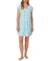 Eileen West Women's Short-sleeve Floral Sleepshirt In Blue