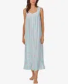 Eileen West Floral Sleeveless Cotton Ballet Nightgown In Aqua Floral